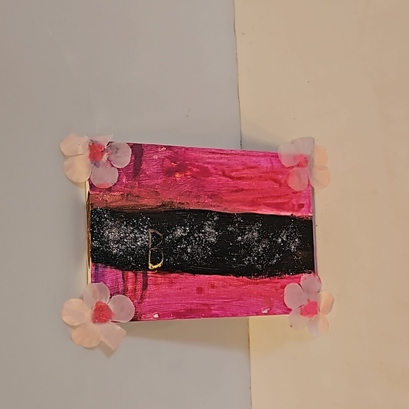 HAND CRAFTED 5 x 7 Barbie Core Abstract Painting Art Room Decor Unique Upcycled - Picture 14 of 17